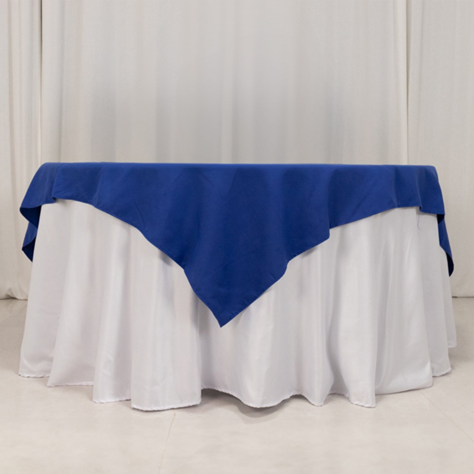 Cotton Blend 70"x70" Table Overlay Square Tablecloth Royal Blue - Wrinkle-Resistant Fabric Table Topper
