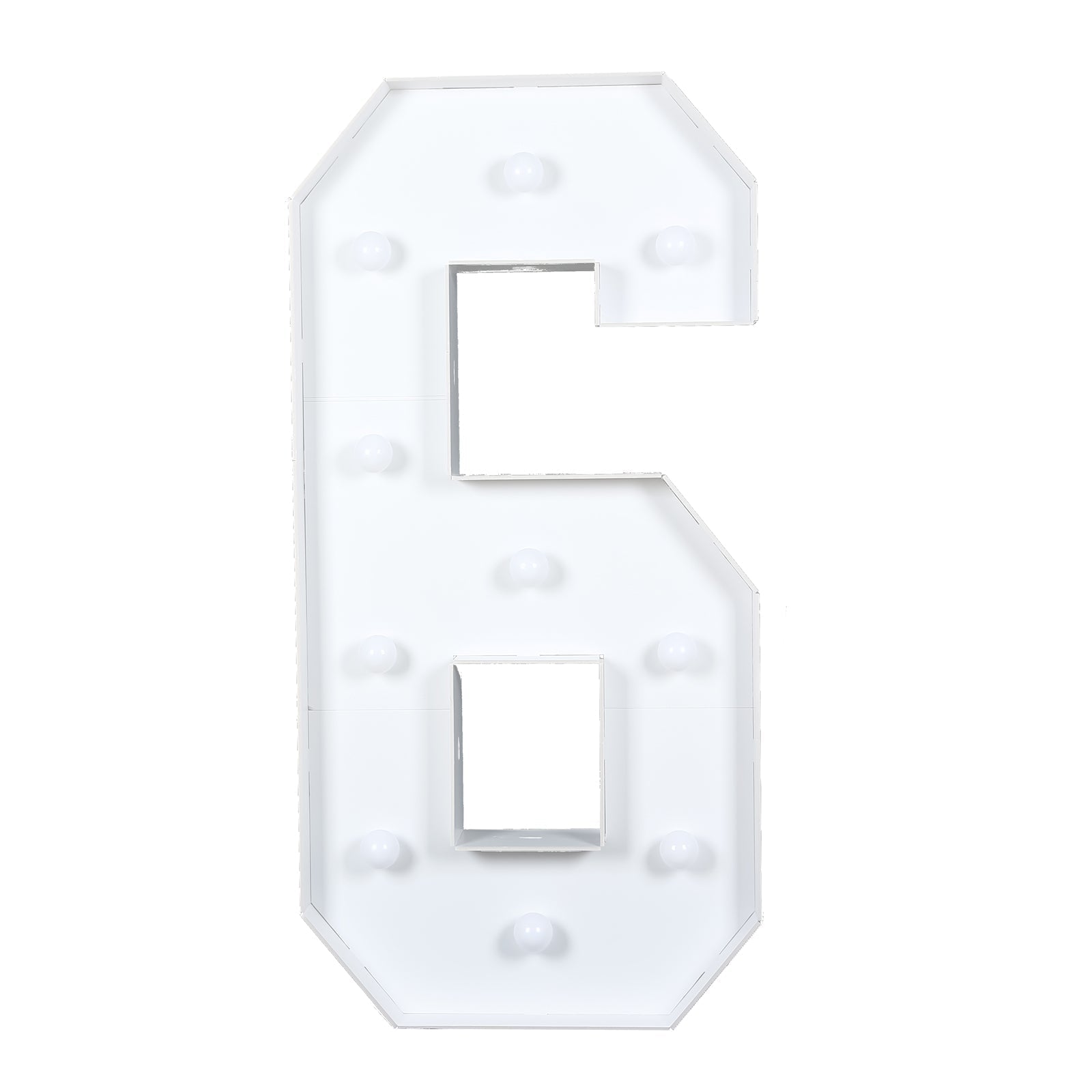 Giant LED Marquee Light Up Number "6", White 4ft Pre-Cut Foam Board with 10 Warm White Battery Operated LEDs, Glue Gun and Sticks
