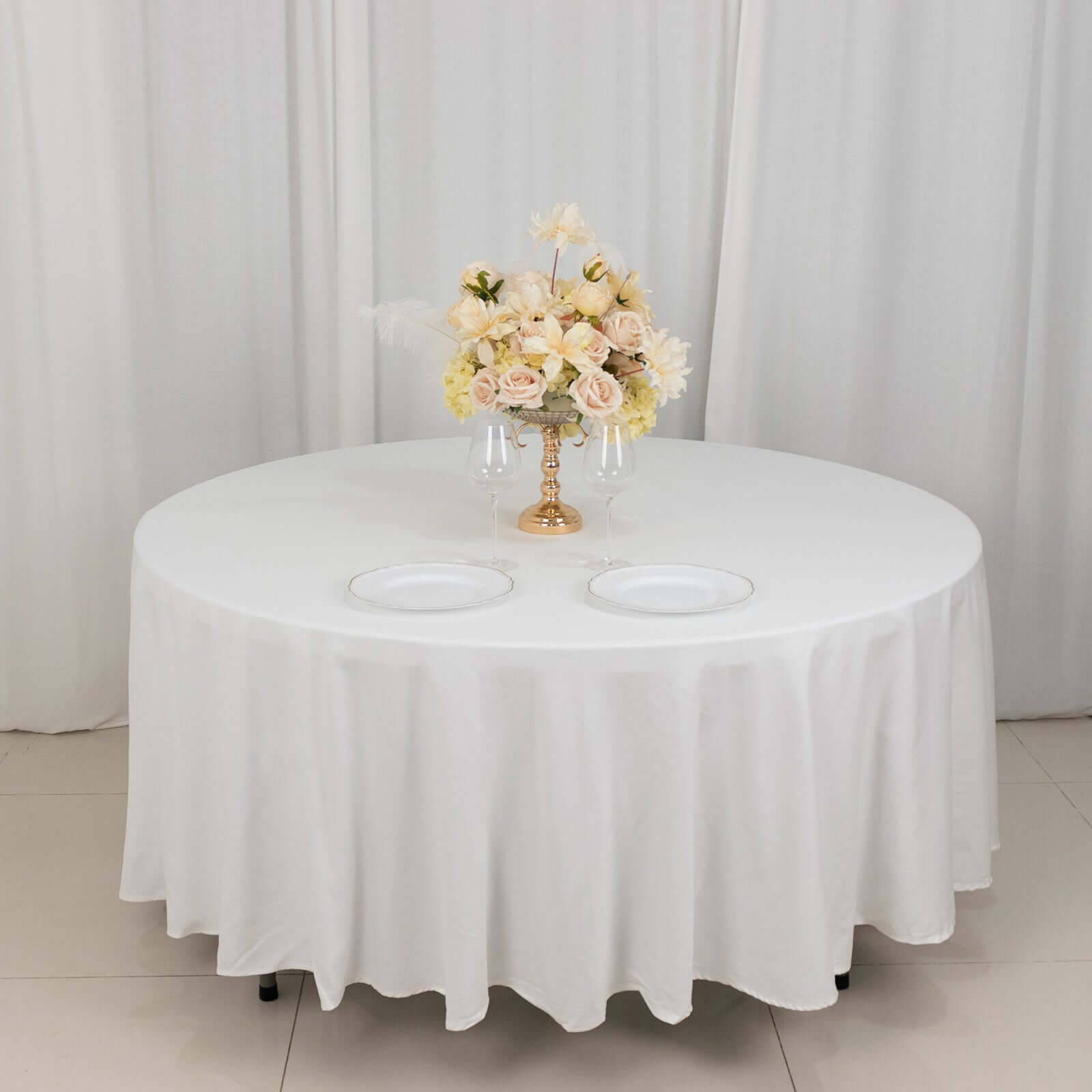 100% Cotton 108" Round Tablecloth White Linen - Sophisticated, Soft & Breathable Table Cover
