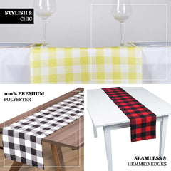 Polyester 14"x108" Table Runner Yellow/White - Gingham Plaid Design
