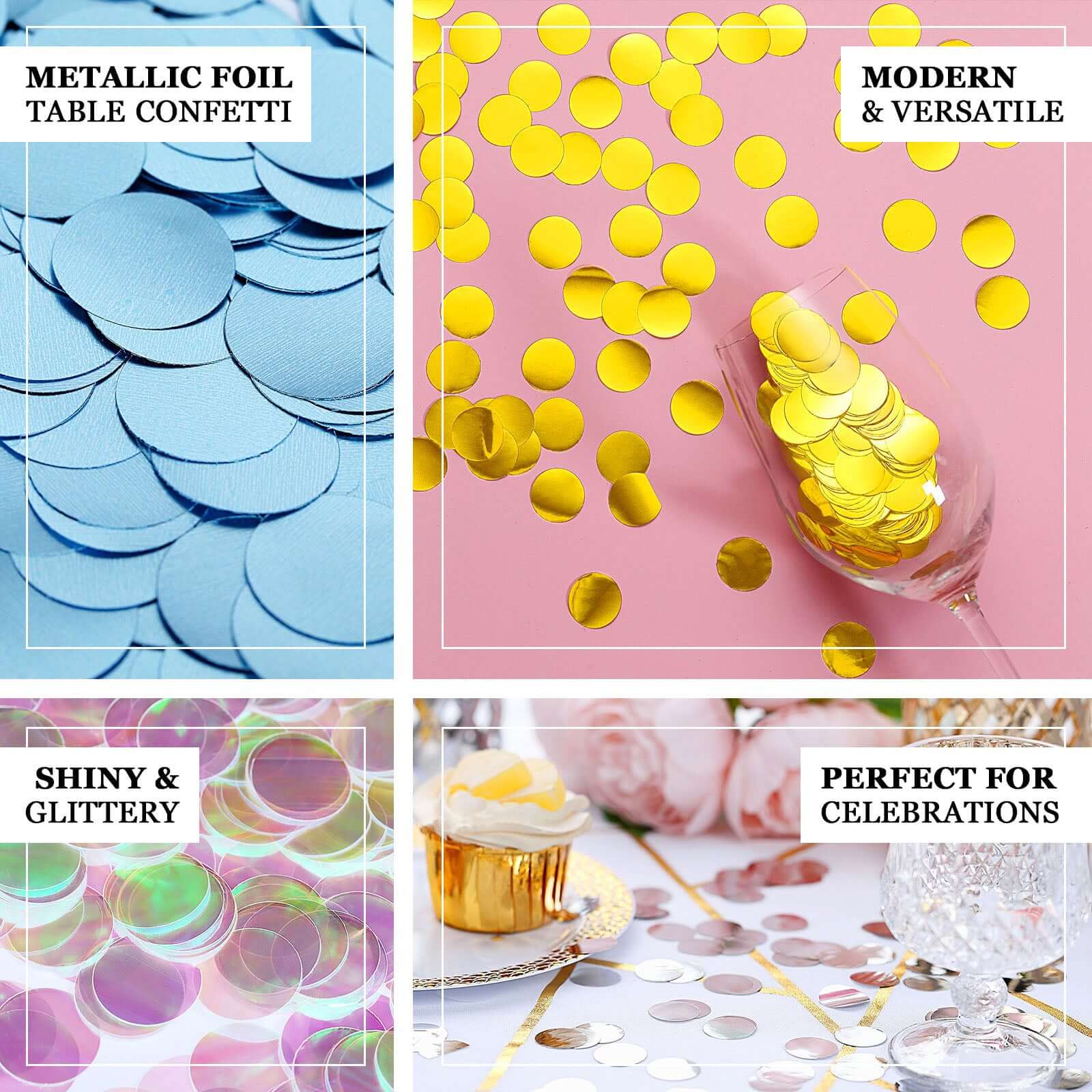 Metallic Round Party Confetti 18G Bag Dusty Blue Foil, Balloon Table Confetti Glitter Dots for Festive Weddings Baby Bridal Showers & Events