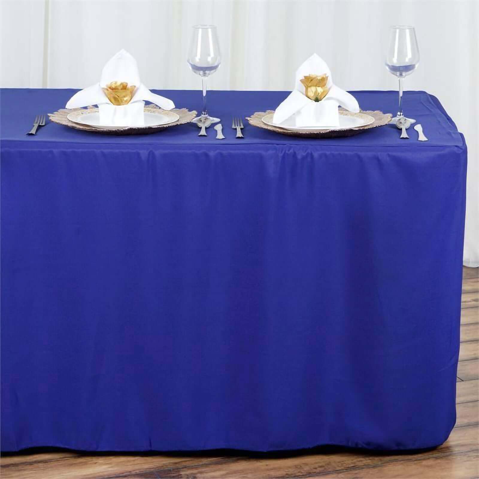 Fitted Polyester 72"x30" Rectangle Tablecloth Royal Blue - Durable and Easy to Maintain Table Cover