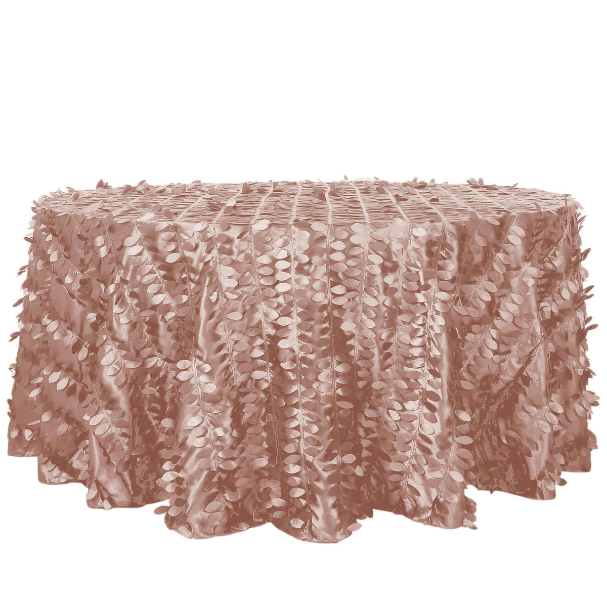 Taffeta 120" Round Tablecloth Dusty Rose | 3D Leaf Petal Design Seamless Table Cover