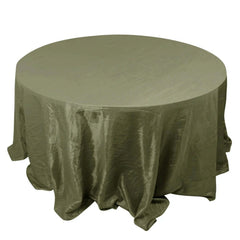 Taffeta 132" Round Tablecloth Dusty Sage Green - Seamless Accordion Crinkle Table Cover