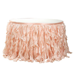 Taffeta 17ft Table Skirt Blush - Cascading Curly Willow Style Table Cover