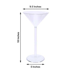 4-Pack Plastic Flower Vases Martini Glass Design Clear - Fillable Long Stem Event Centerpieces 18"