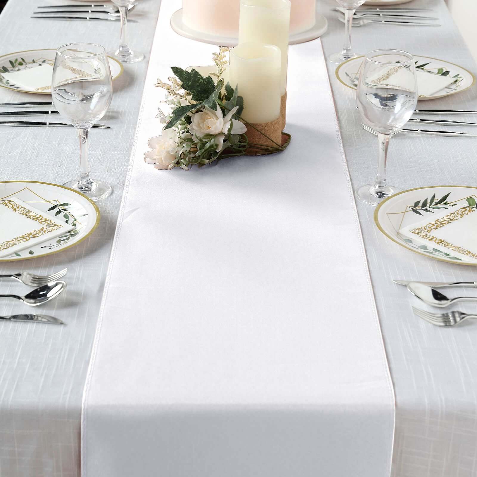 Polyester 12"x108" Table Runner White - Durable & Wrinkle-Resistant Table Decor for All Occasions