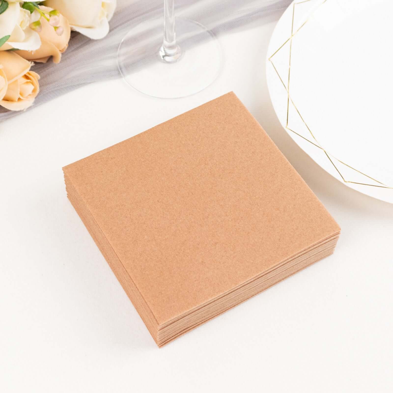 20 Pack Linen-Like Paper 5"x5" Napkins Terracotta (Rust) - Highly Absorbent Airlaid Napkins