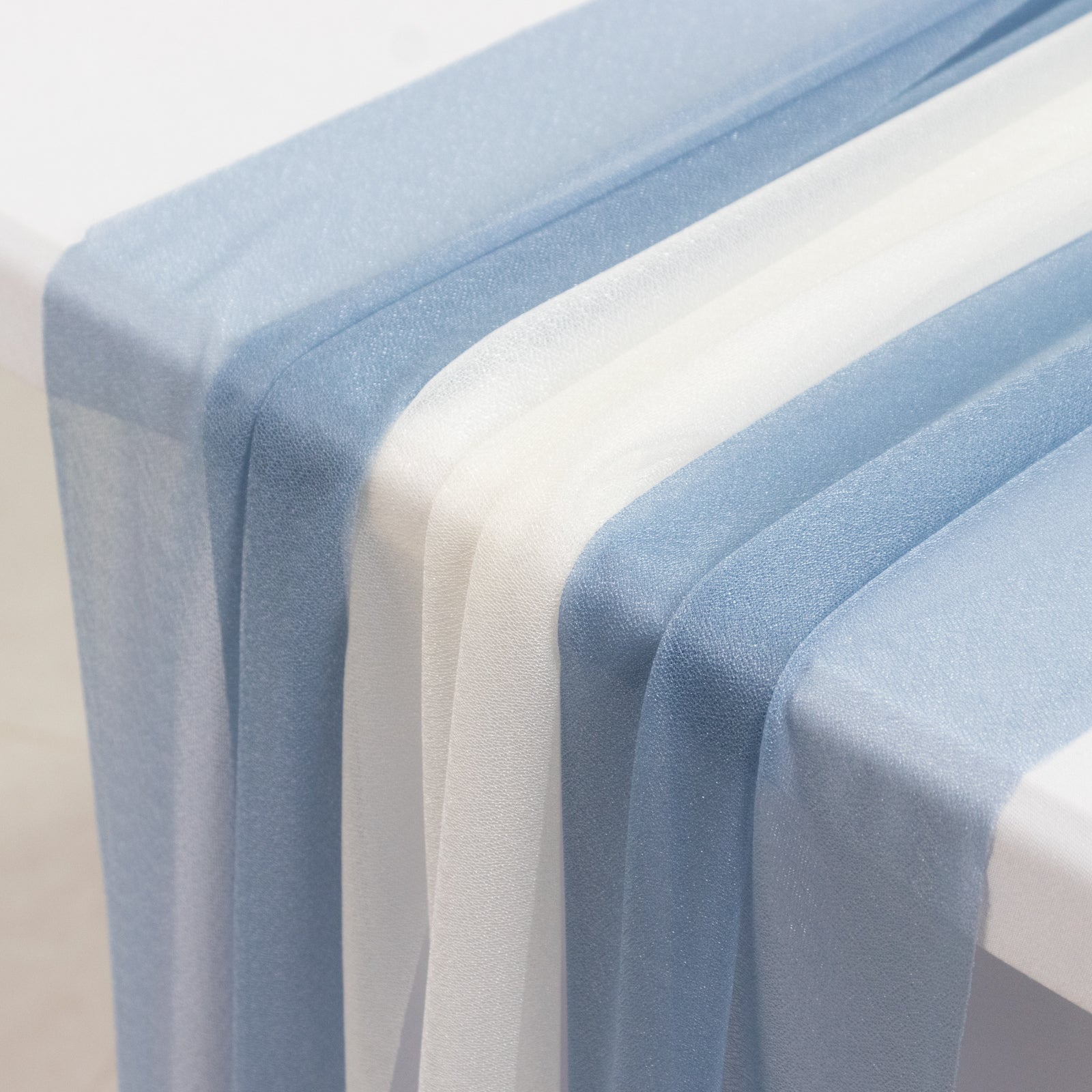 20-Pack 9ft Sheer Table Runners – Dusty Blue/Ivory Shimmer Sheer Drapes, Wrinkle-Free