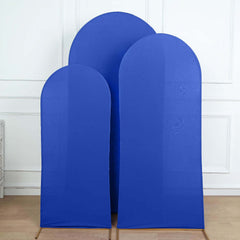 Set of 3 Matte Royal Blue Spandex Fitted Chiara Backdrop Stand Cover For Round Top Wedding Arch - 5ft, 6ft, 7ft