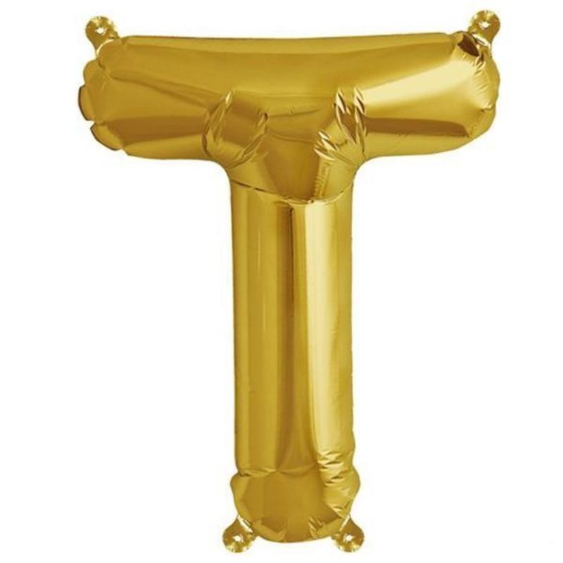 13" Matte Gold Letter and Number Balloons, Mylar Foil Balloons