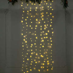 5ftx8ft Warm White 192 LED Icicle Curtain Fairy String Lights with 8 Modes