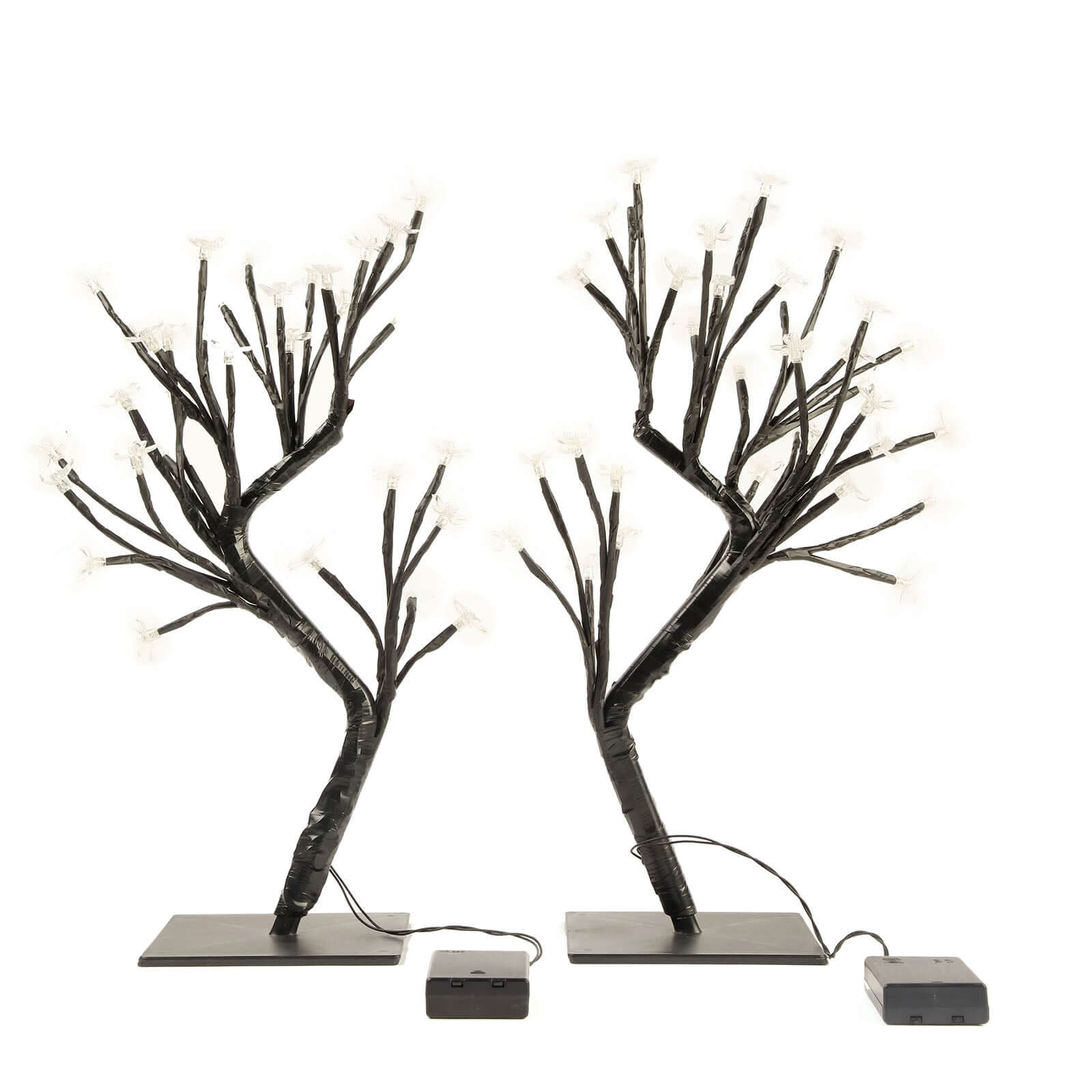 2-Pack Artificial Tree Centerpieces Cherry Blossom Design Black with 36 Warm White LEDs - Battery Operated Table Décor