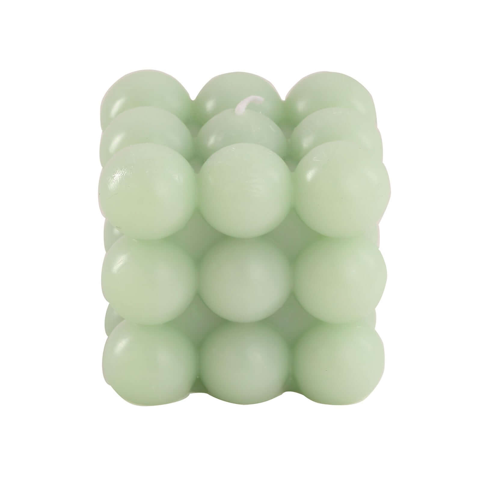 2-Pack Decorative Paraffin Wax Candles Bubble Cube Design Sage Green - Unscented Long Burning Pillar Candle Set 2"