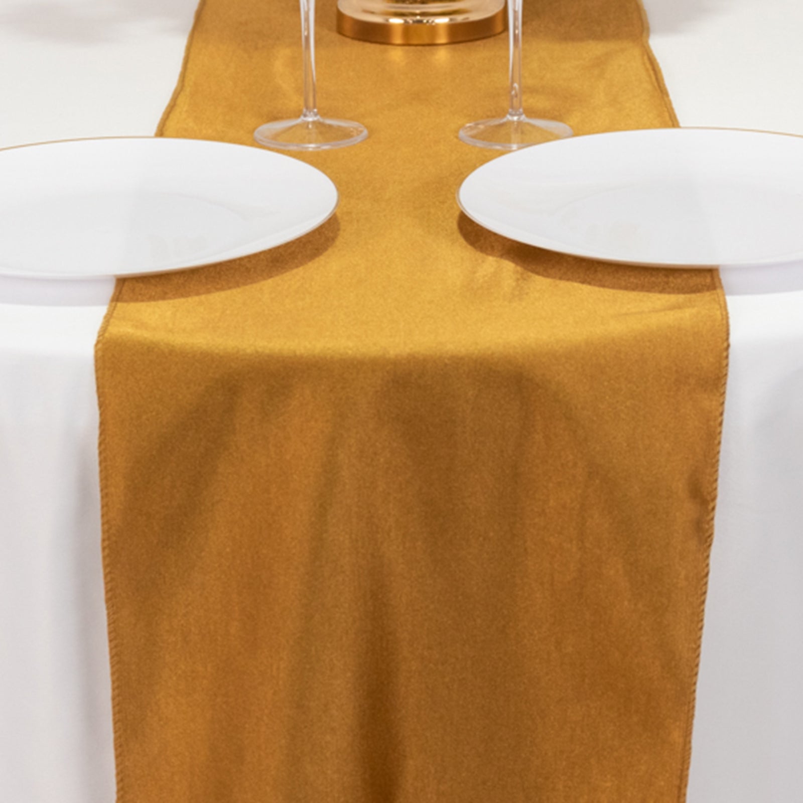Scuba Polyester 12"x108" Table Runner Shimmer Gold - Wrinkle-Free Table Linen for Events and Banquets