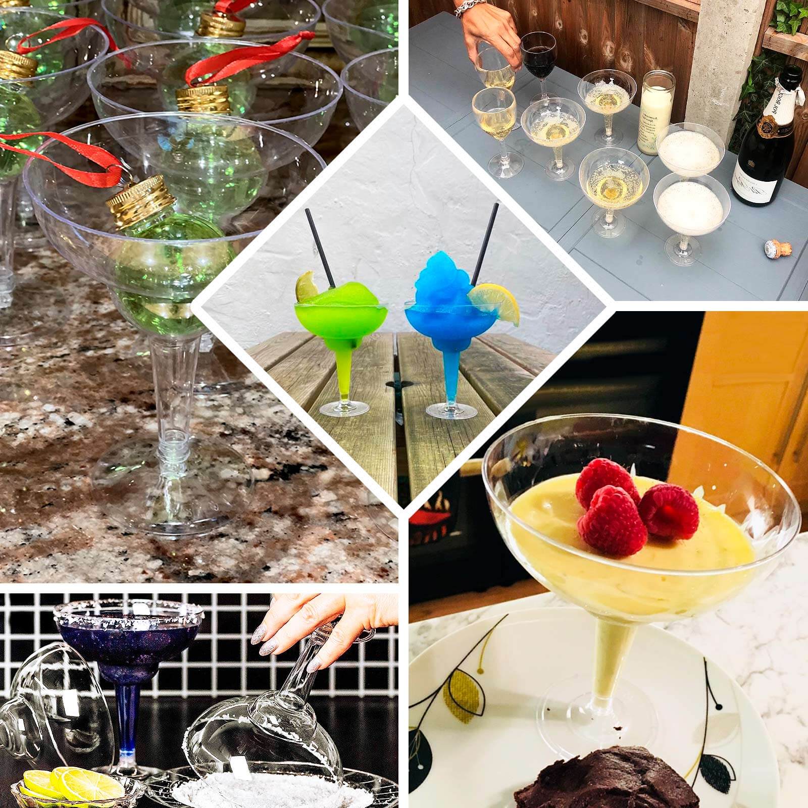 20-Pack Plastic Margarita Glasses Clear - Sturdy Disposable Glasses for Pina Coladas 10oz