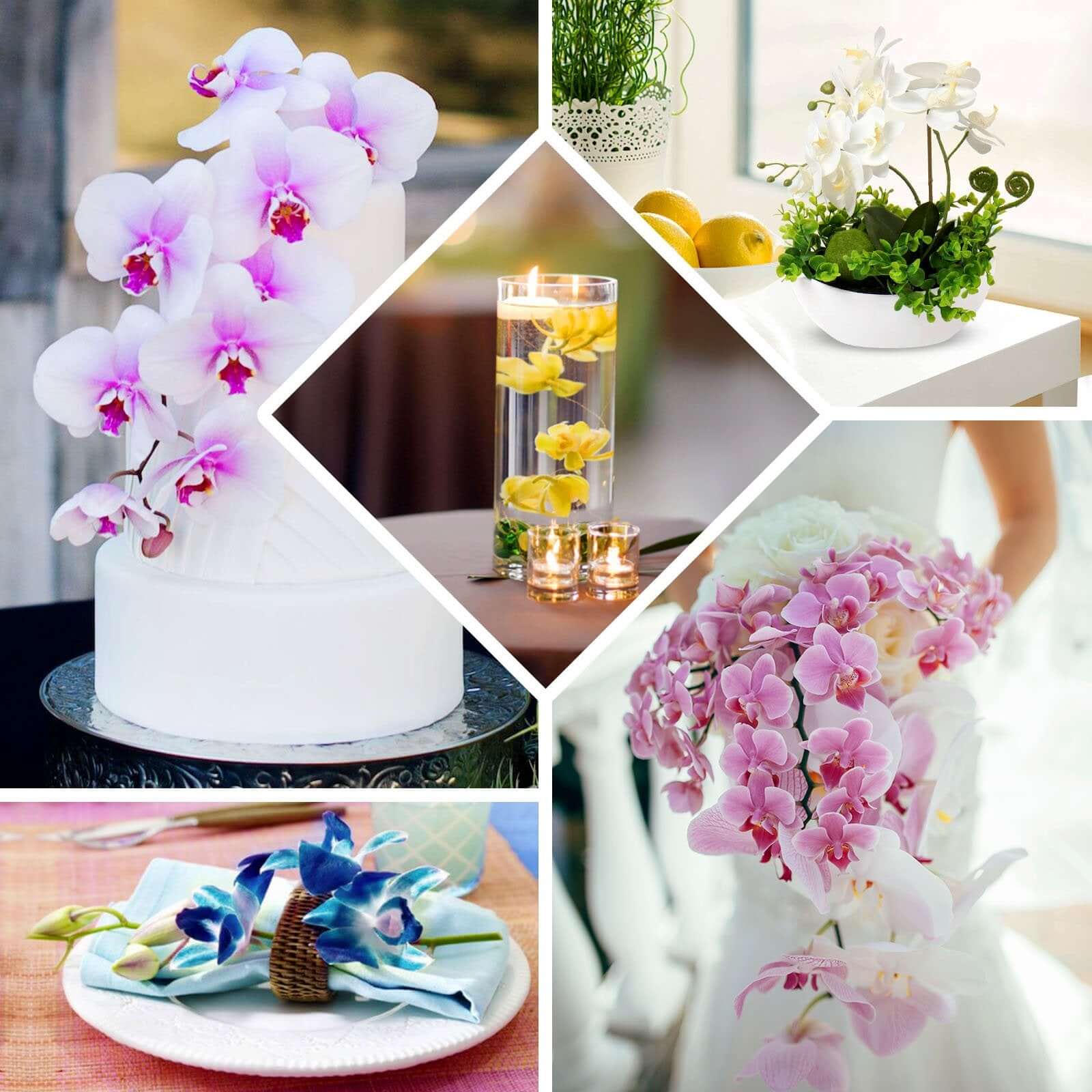 20 Silk Artificial Orchids Flower Heads White - Versatile Floral Accents for DIY Floral Arrangements Corsages & Event Decor 4"