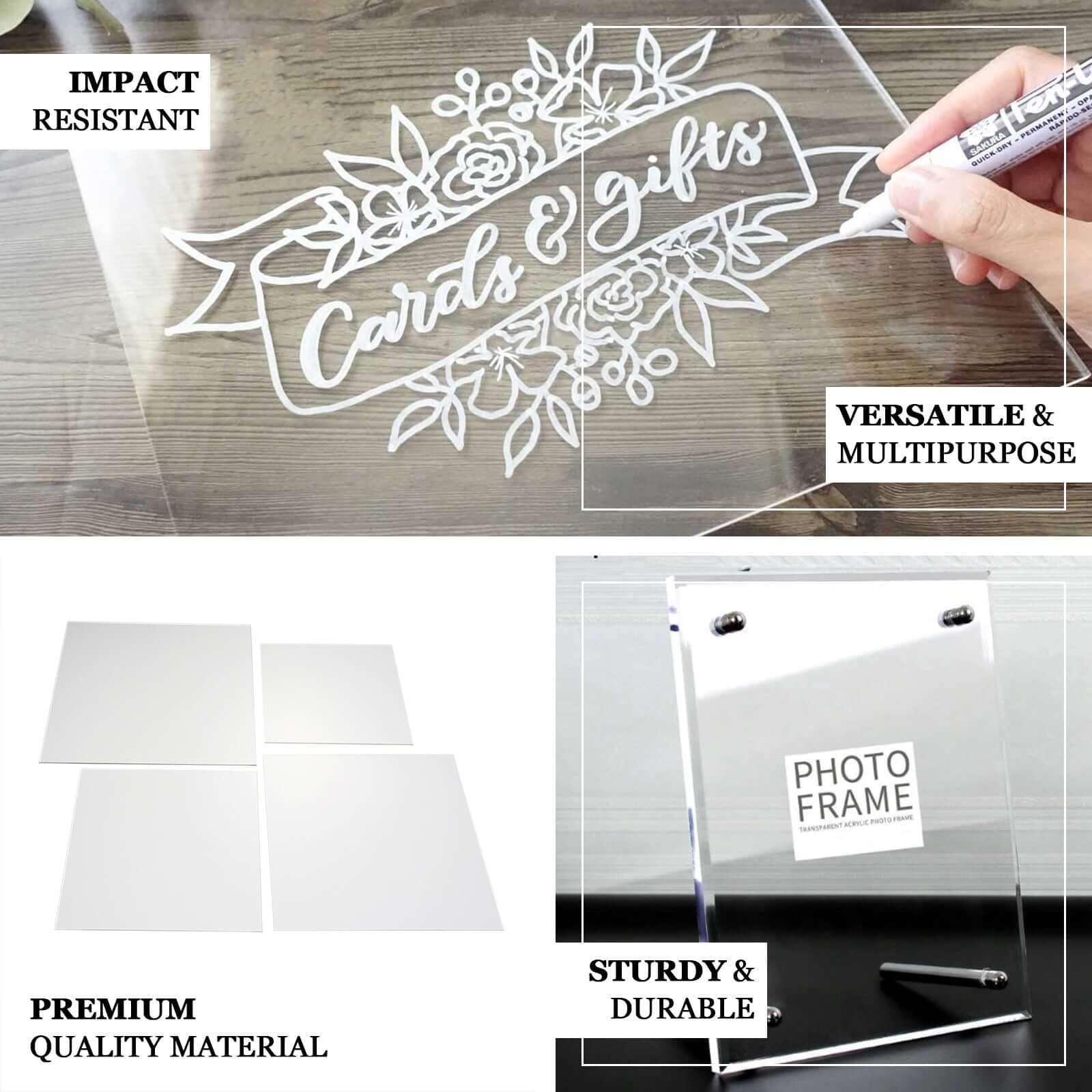 2-Pack Acrylic Plexiglass Sheets Top Plates Clear Square - Protective Film Coating 11" 3mm Thick