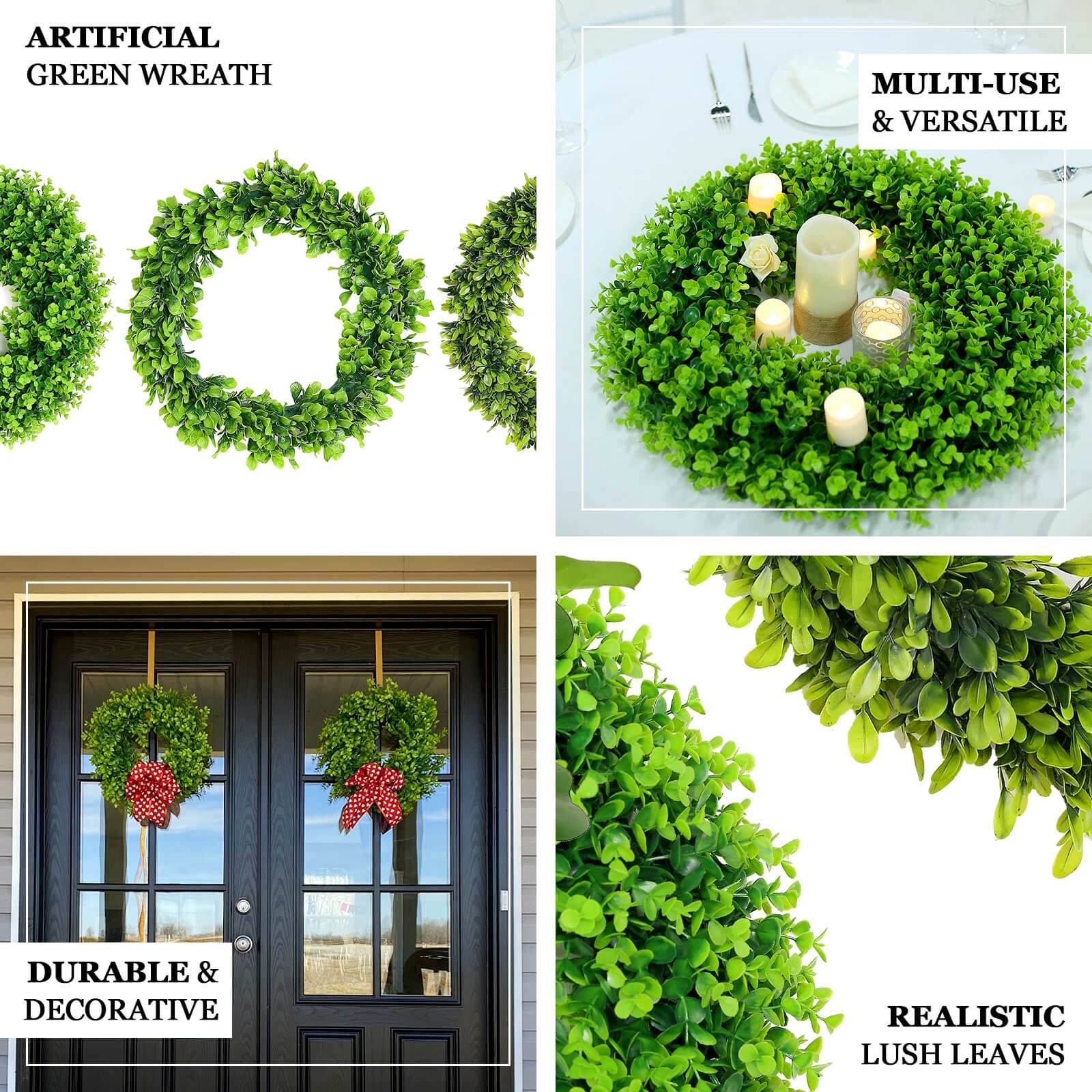 2 Pack 21" Green Artificial Lifelike Eucalyptus Leaf Spring Wreaths