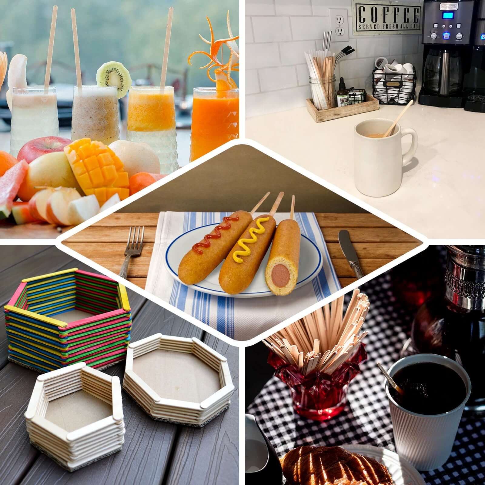 1000-Pack Birchwood Coffee Stirrers - Natural Eco-Friendly Wooden Stir Sticks for Tea & Cocktails 4.5"