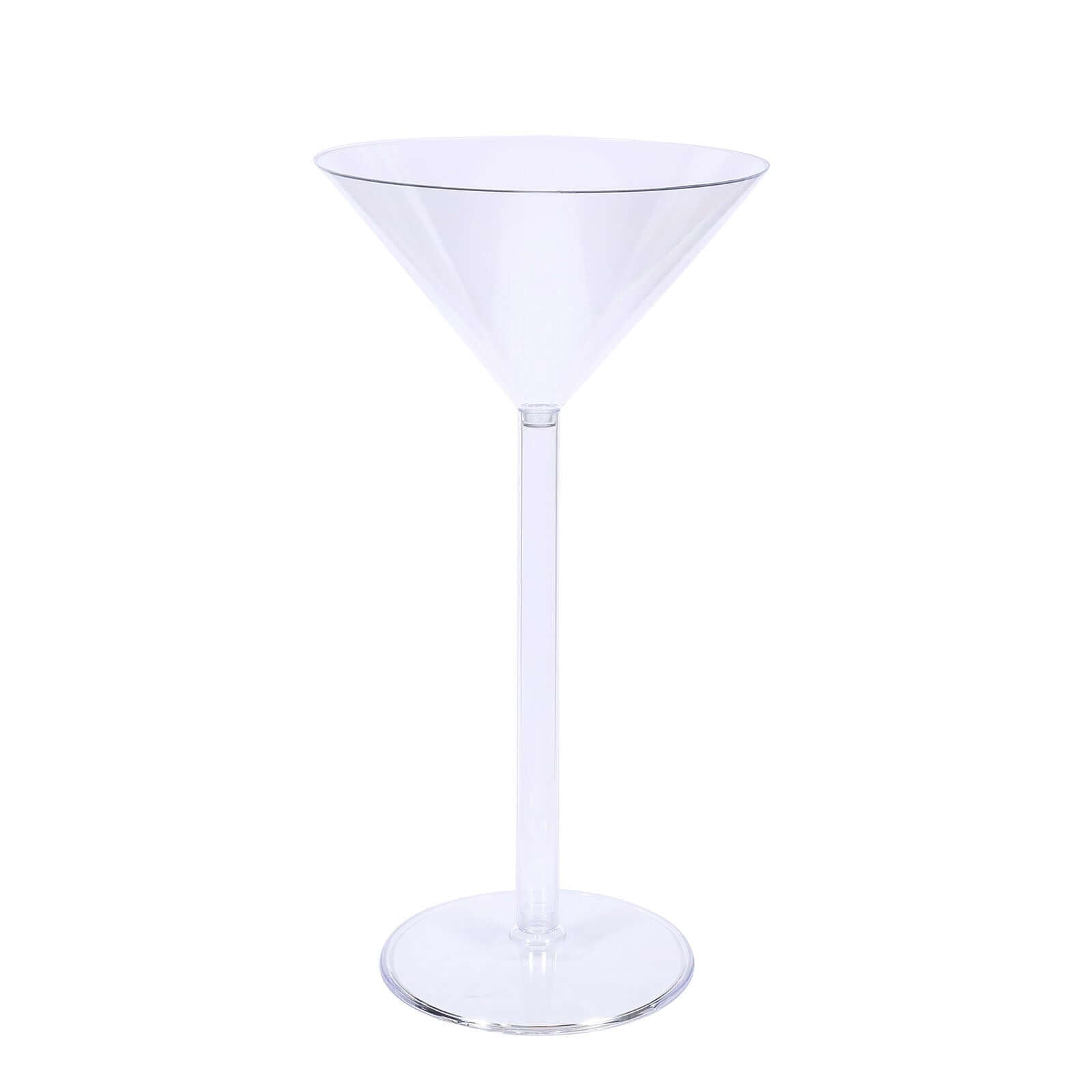 4-Pack Plastic Flower Vases Martini Glass Design Clear - Fillable Long Stem Event Centerpieces 18"