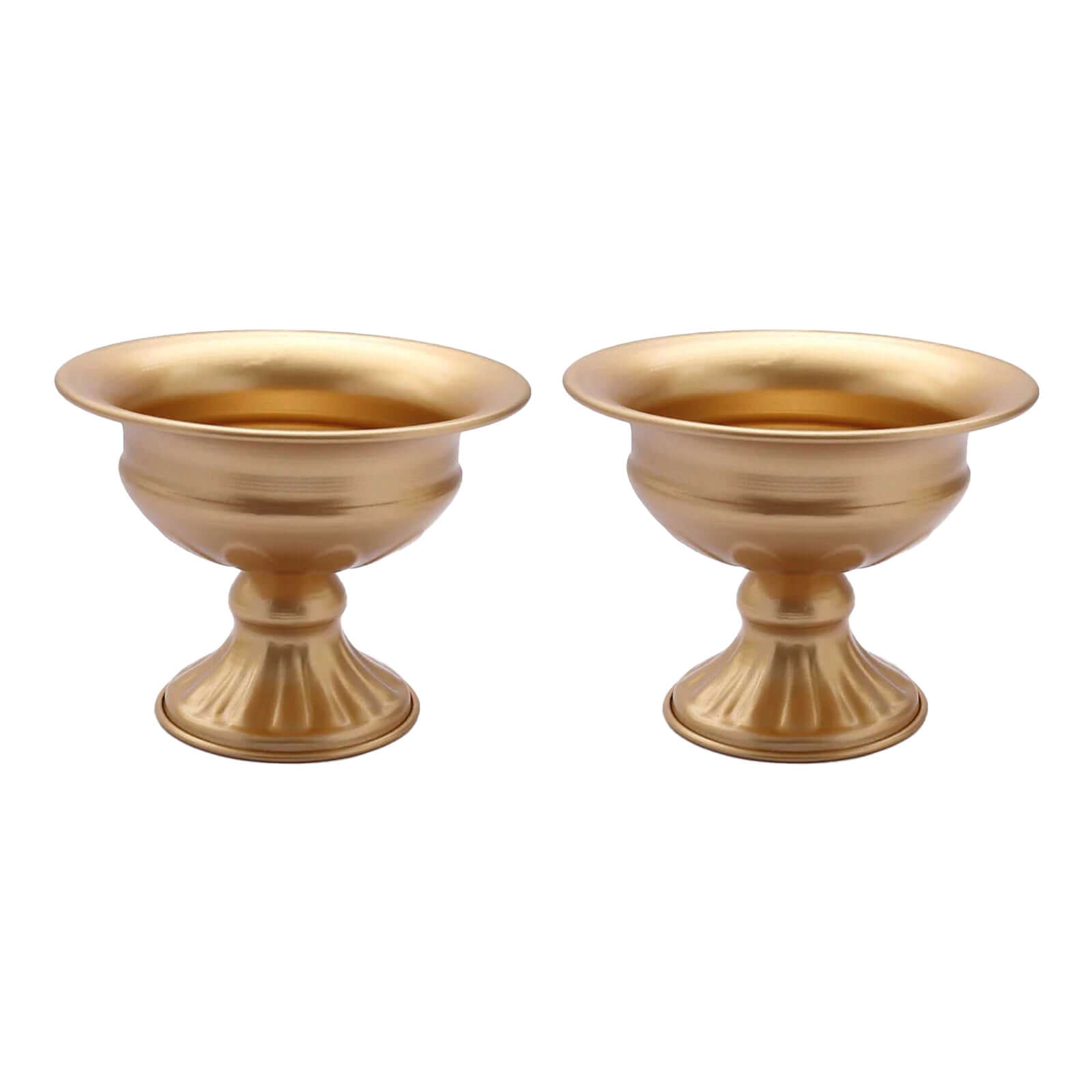 2-Pack Metal Pedestal Flower Vases Wine Goblet Style Gold - Antique Mini Compote Vase for Refined Wedding Centerpieces 4"