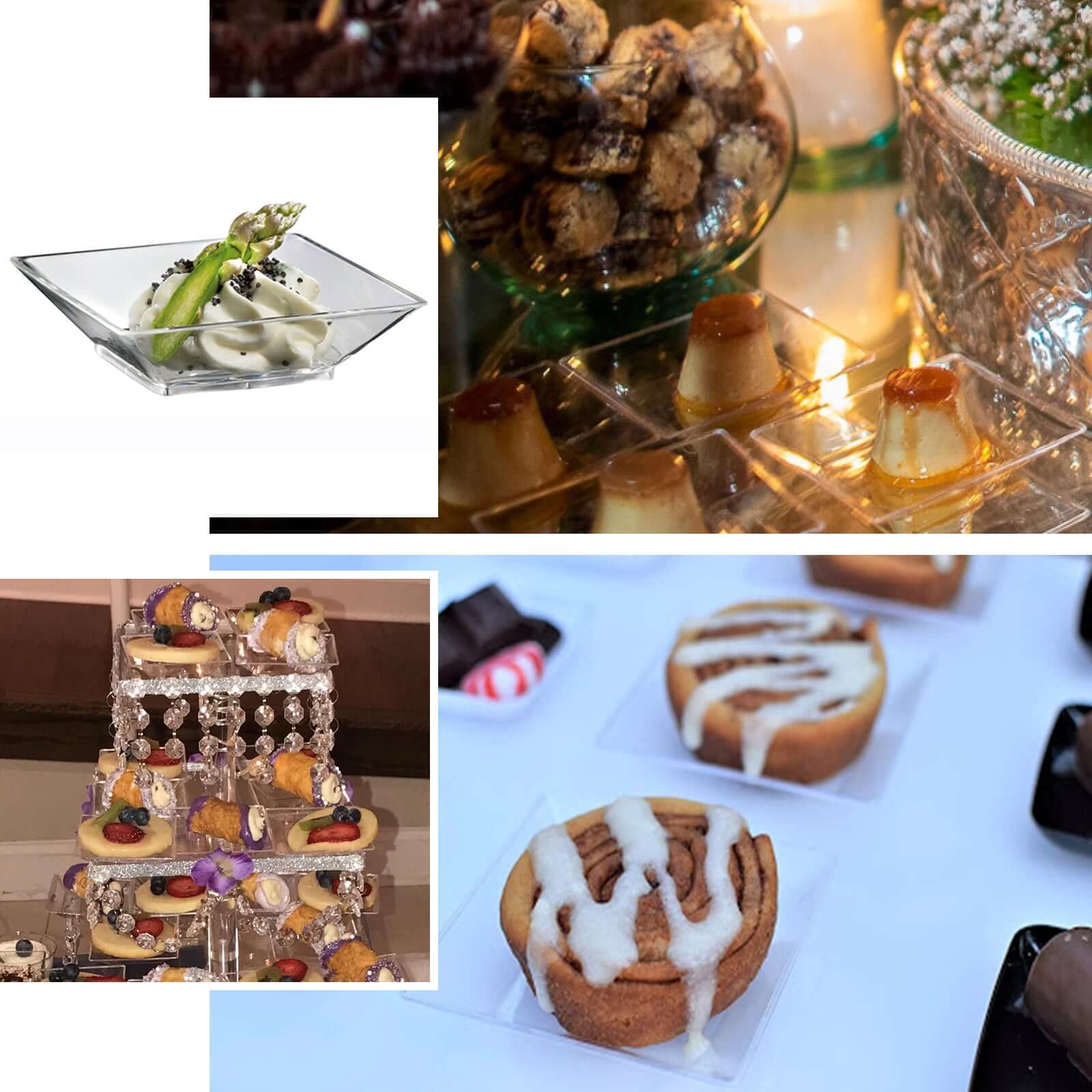 10-Pack Tapas Plates Sleek Square Design Clear - Plastic Disposable Plates for Parties 4"