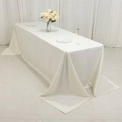 Fire Retardant Premium Polyester 90"x156" Rectangular Tablecloth Ivory - High-Performance Seamless Table Cover