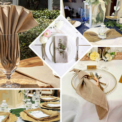 5 Pack Faux Jute 19"x19" Napkins Dusty Rose - Authentic Burlap Look Cloth Napkins