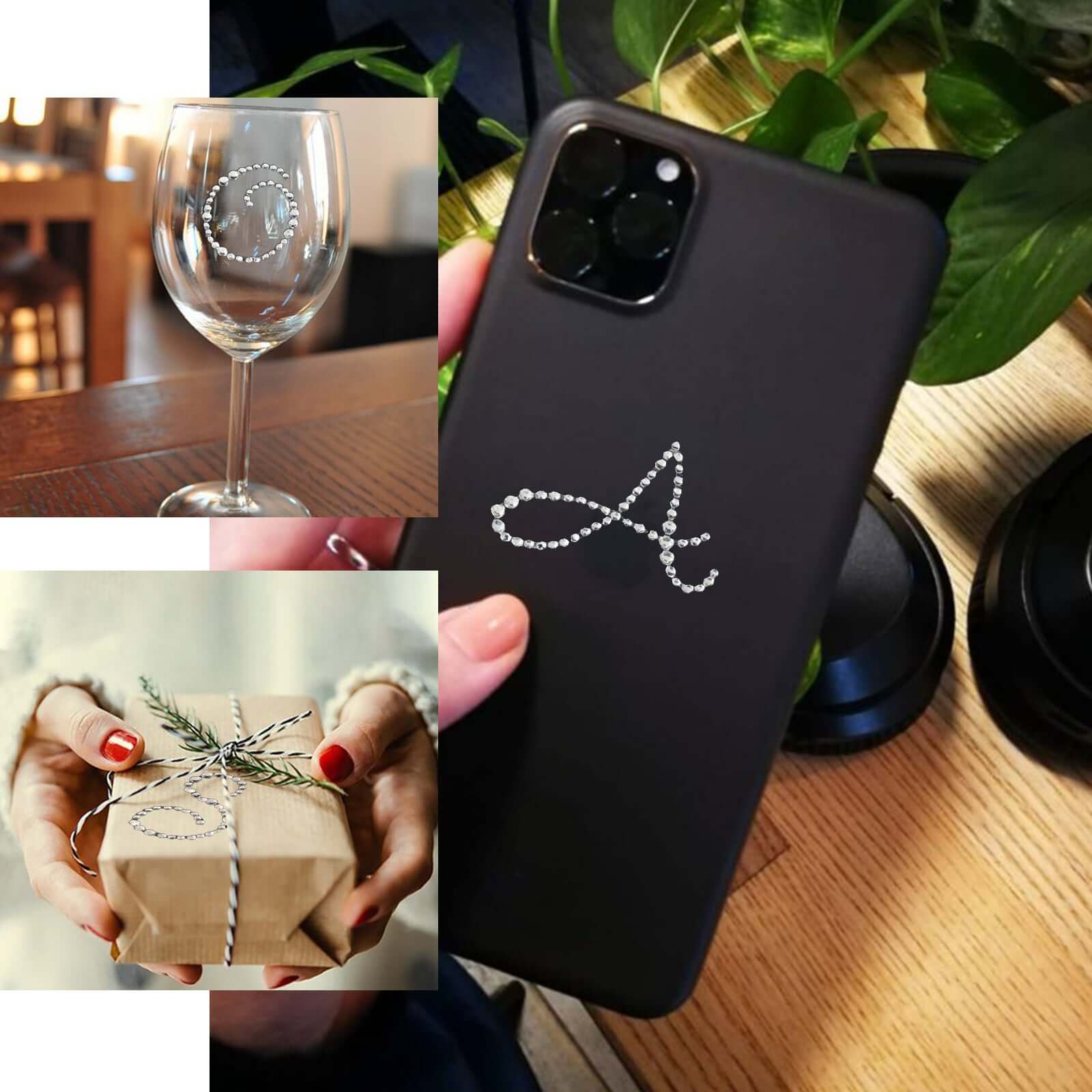 12 Pack 1.5" Clear Rhinestone Monogram Letter Jewel Sticker Self Adhesive DIY Diamond Decor - Y