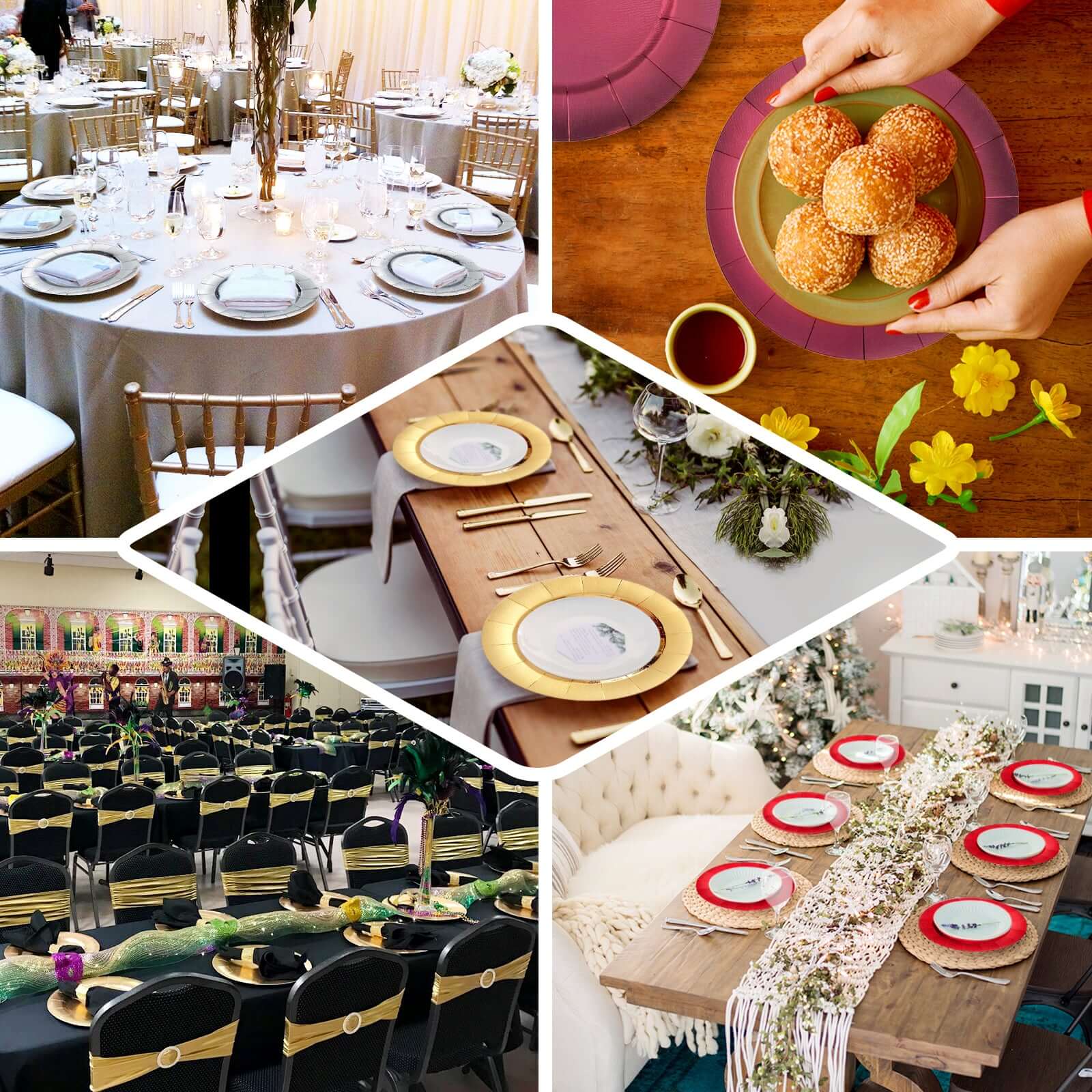 10-Pack Disposable Round Charger Plates in Red with Leathery Texture - Durable 1100GSM Cardboard Placemats 13"