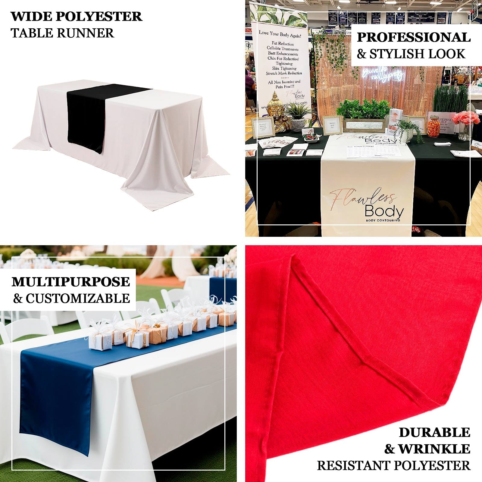 Wide Polyester 36"x72" Table Runner Royal Blue - Durable Trade Show Table Linen