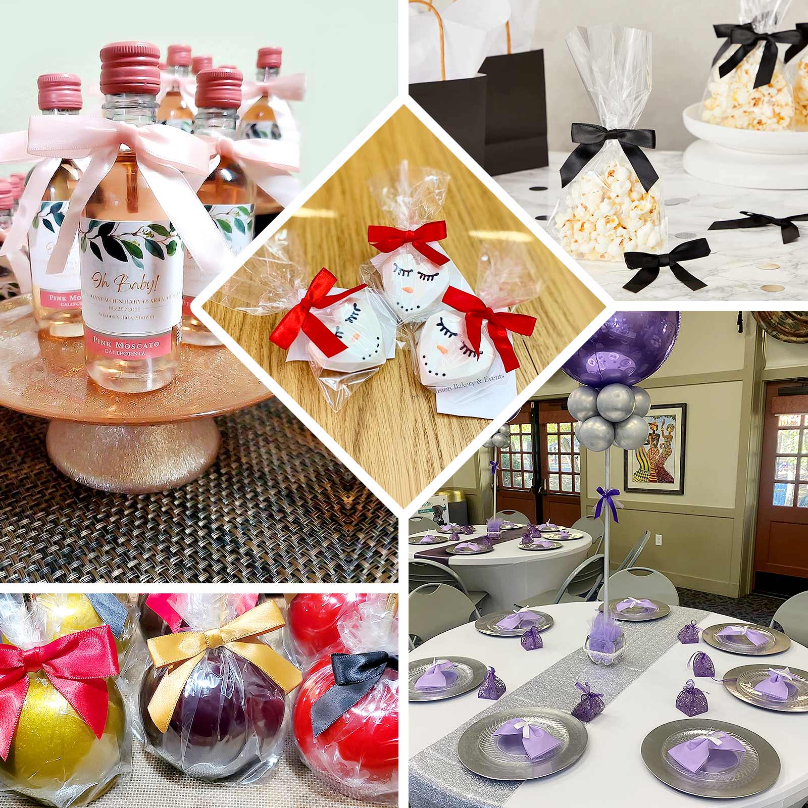 50 Pcs 3" Satin Ribbon Bows With Twist Ties, Gift Basket Party Favor Bags Decor - Dusty Rose Classic Style