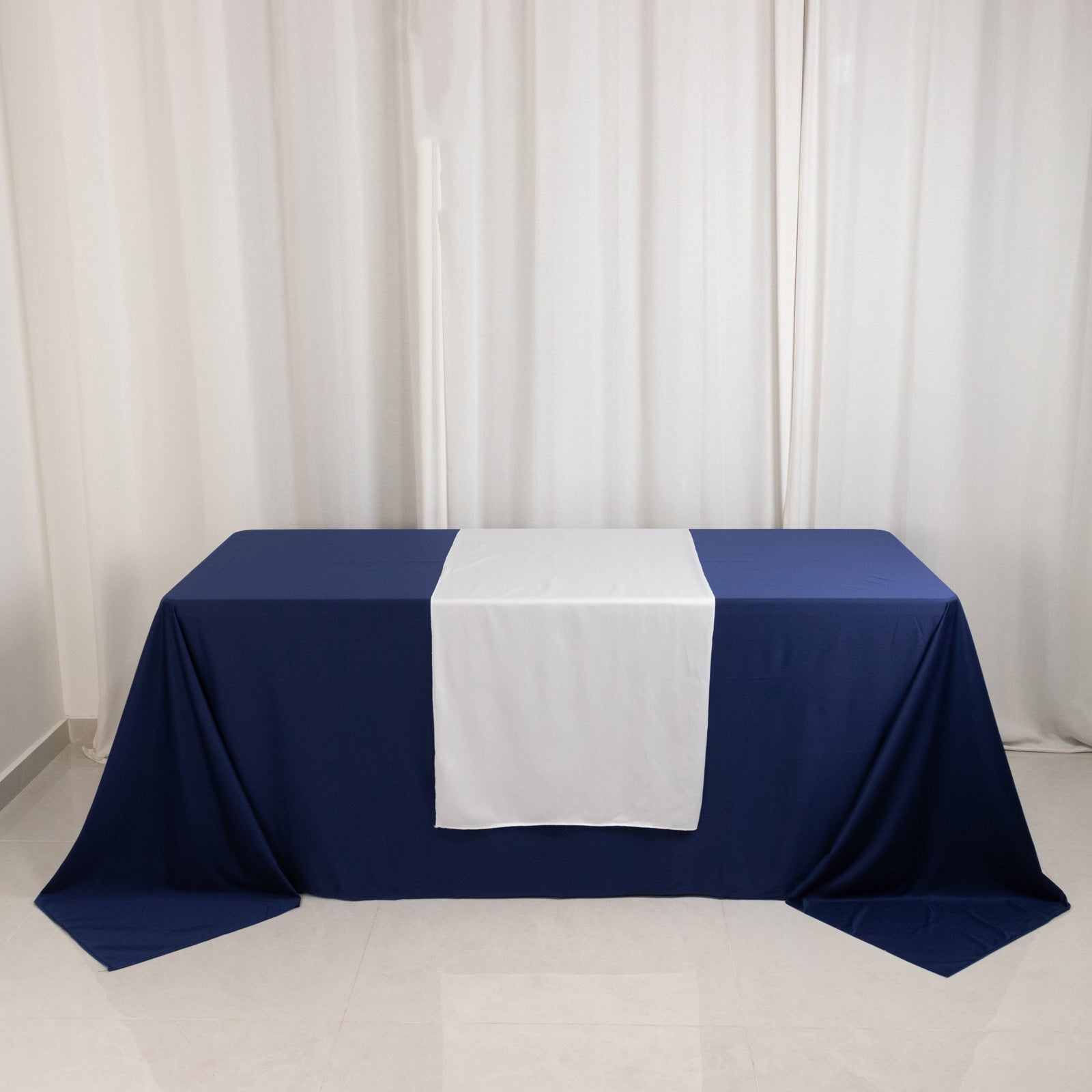 Scuba Polyester 24"x72" Wide Table Runner White - Wrinkle-Free Trade Show & Event Table Linen