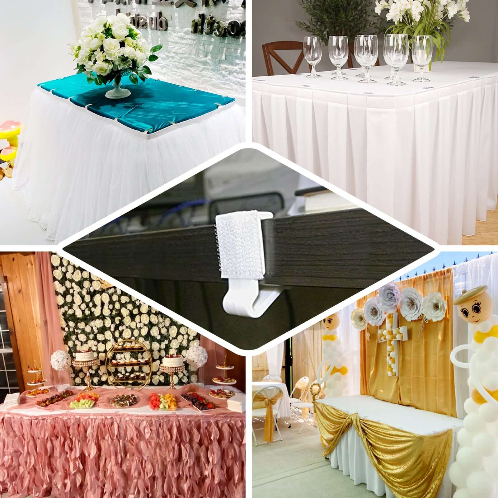 12Pcs 3" Adjustable Large Plastic Table Skirt Clips