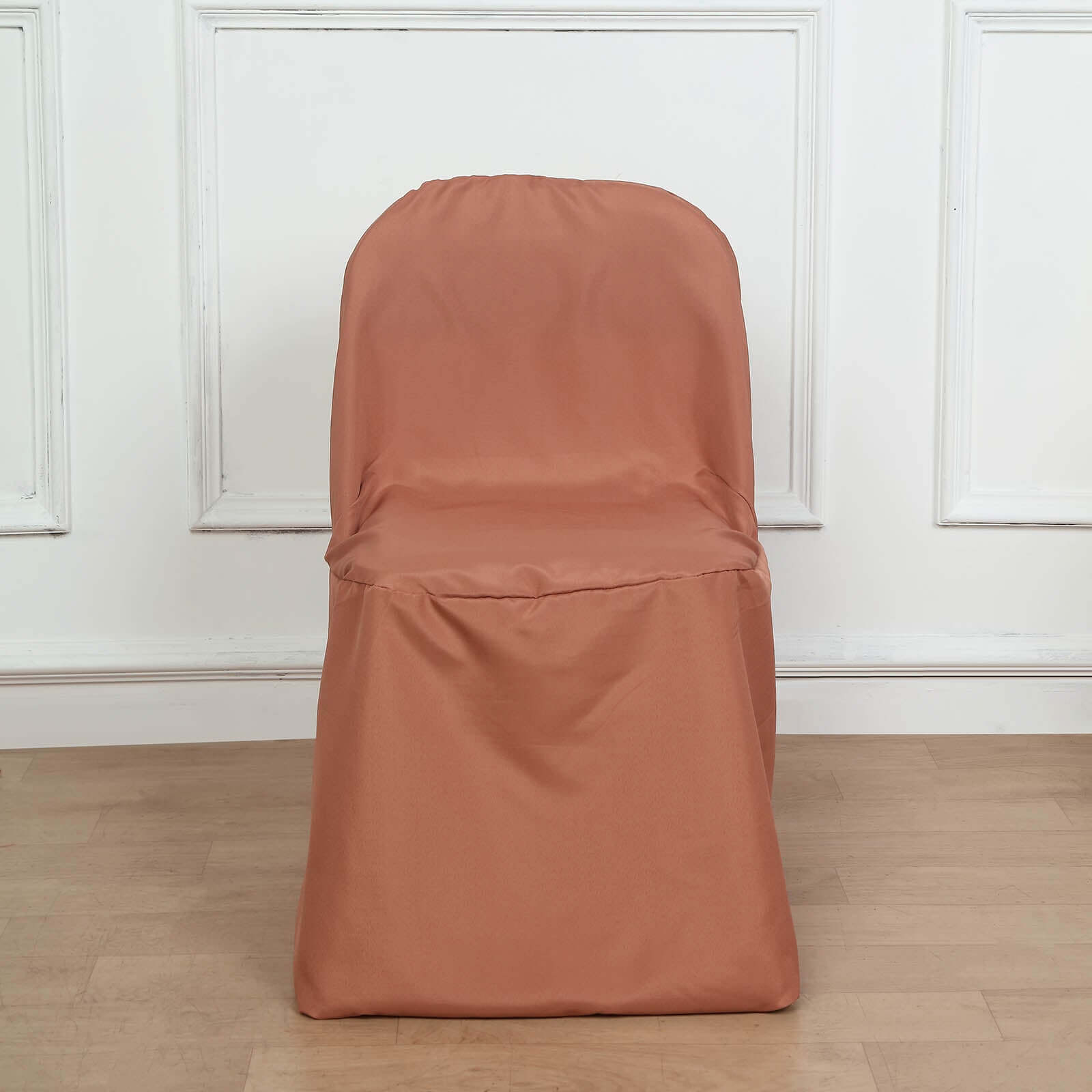 Polyester Slip On Folding Chair Covers Terracotta (Rust) - Stain-Resistant Reusable Durable Fabric