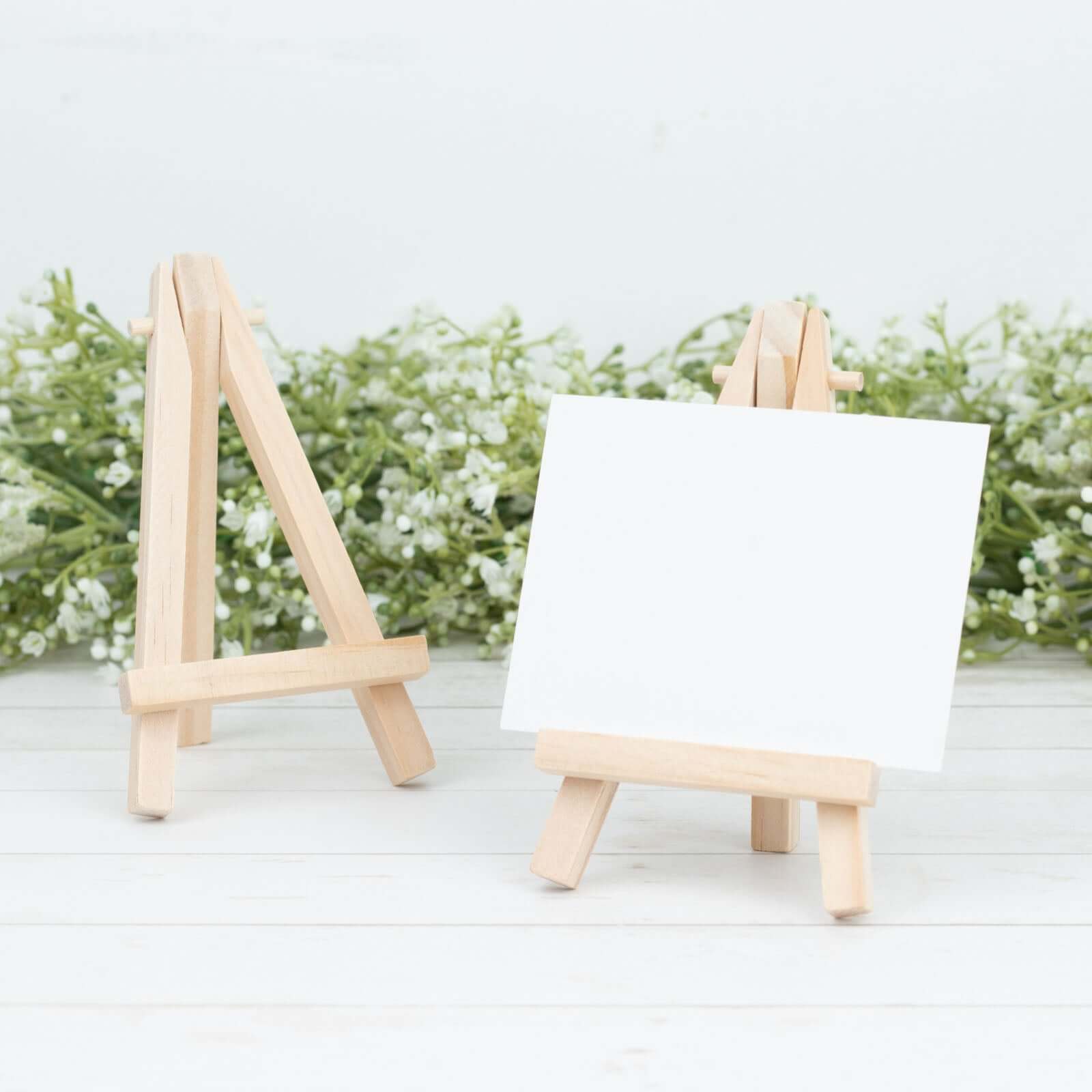 10-Pack Wooden Display Easel Stands DIY Mini Design Natural - Rustic Place Card Table Number Holders 5"