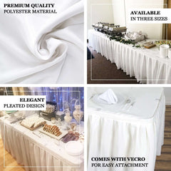 Polyester 17ft Table Skirt White - Classic Pleated Design for Weddings & Events