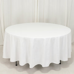 Cotton Blend 108" Round Tablecloth White - Wrinkle-Resistant Design for Versatile Table Settings