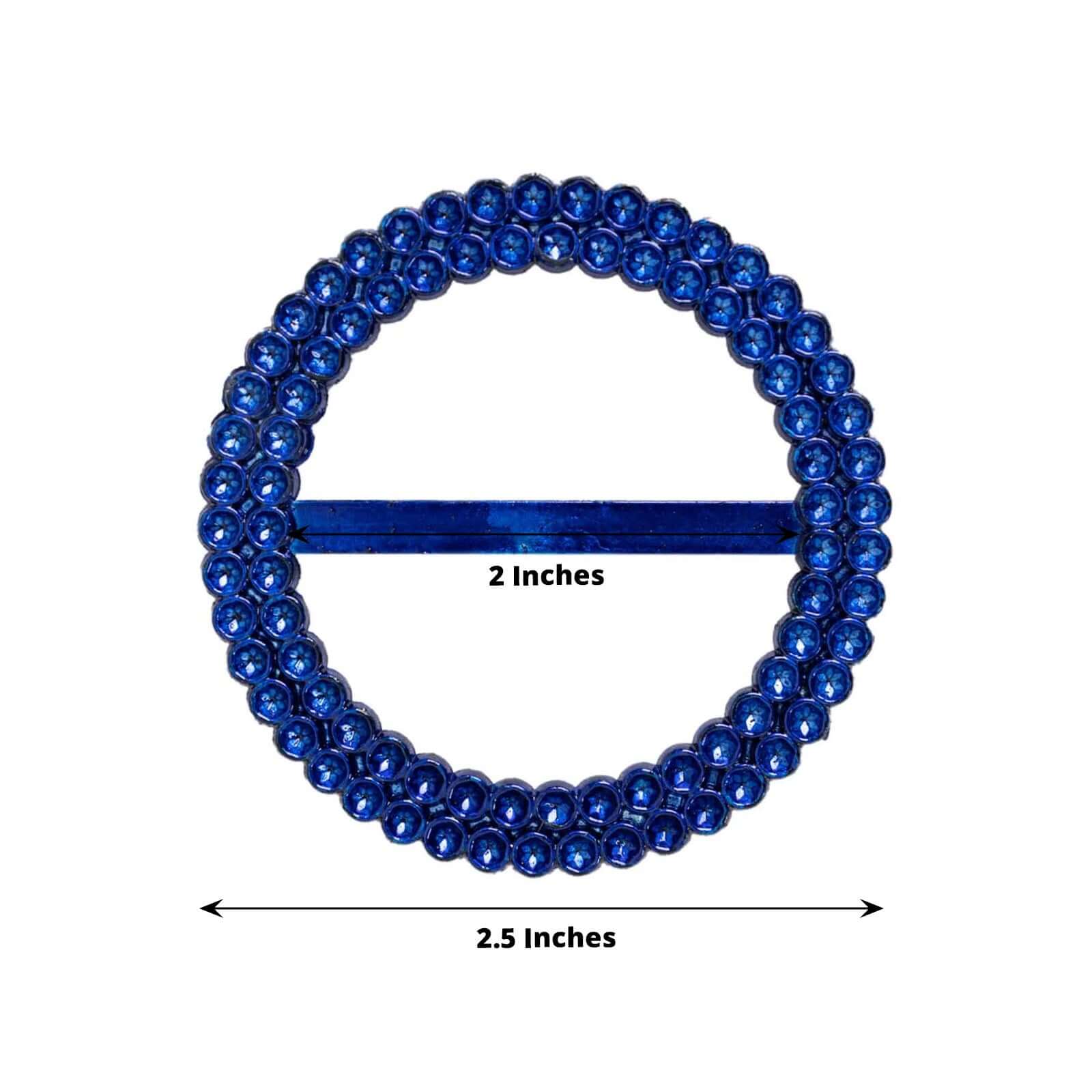 20 Pack Diamond Round Chair Sash Band Buckle Pins Royal Blue - Timeless Rhinestone Napkin Rings 2.5"
