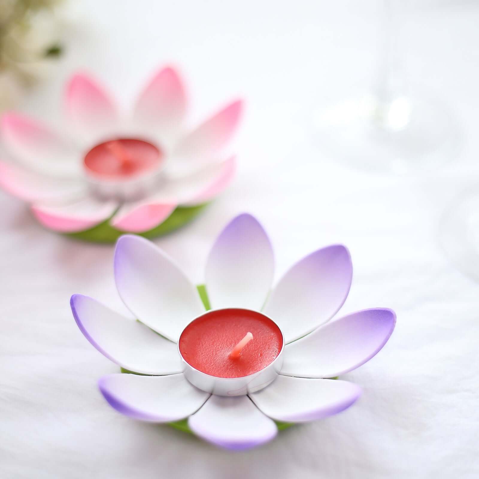 10-Pack Floating Candle Lights Water Lily Lotus Flower Design Colorful - Assorted Tealight Lanterns 5"