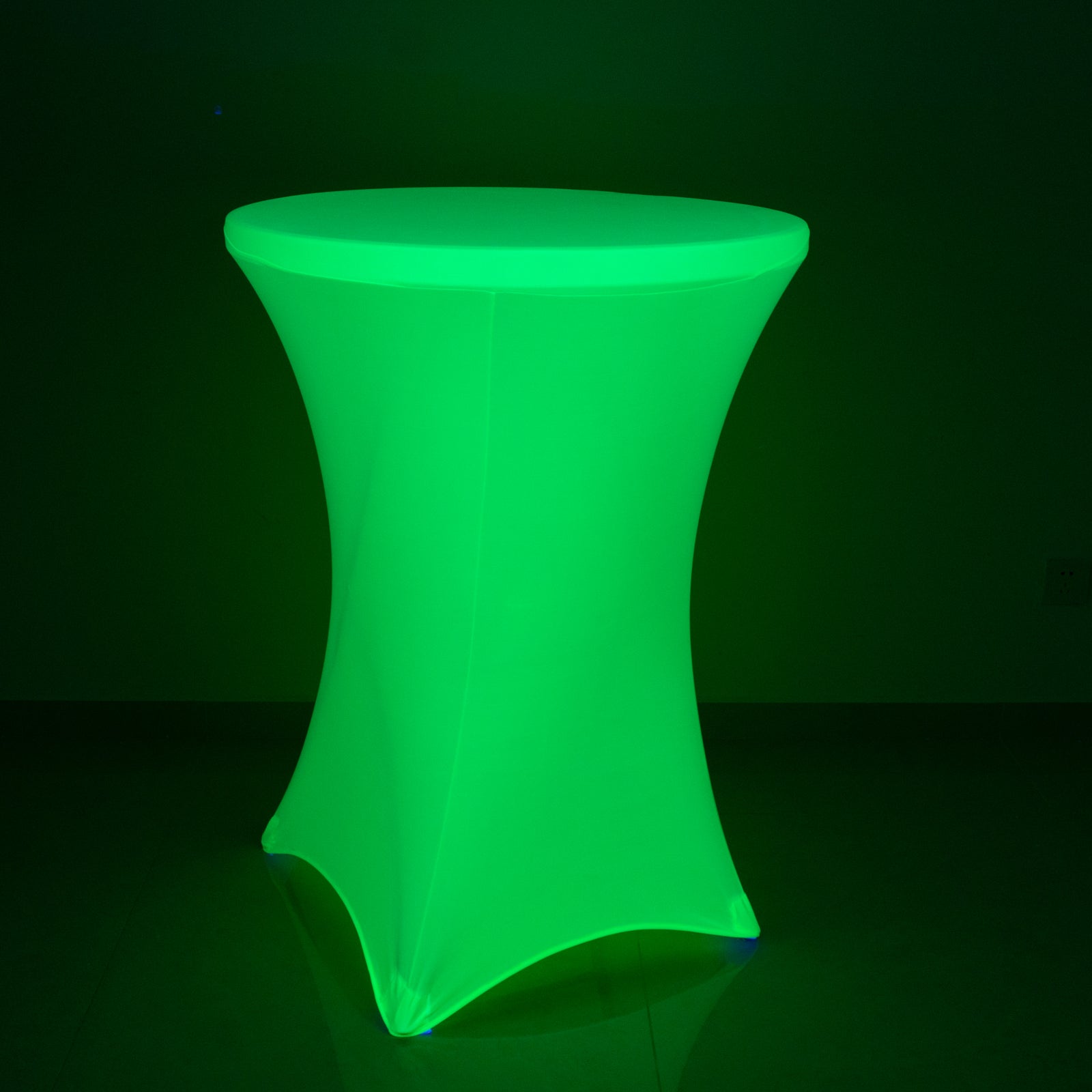 Glow Neon Green Fitted Spandex Cocktail Tablecloth – 30" Round, Wrinkle-Free Cover