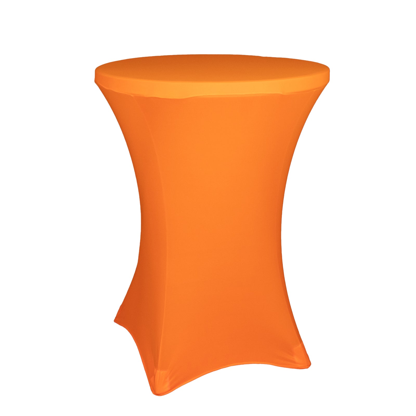 Glow Neon Orange Fitted Spandex Cocktail Tablecloth – 30" Round, Wrinkle-Free Cover