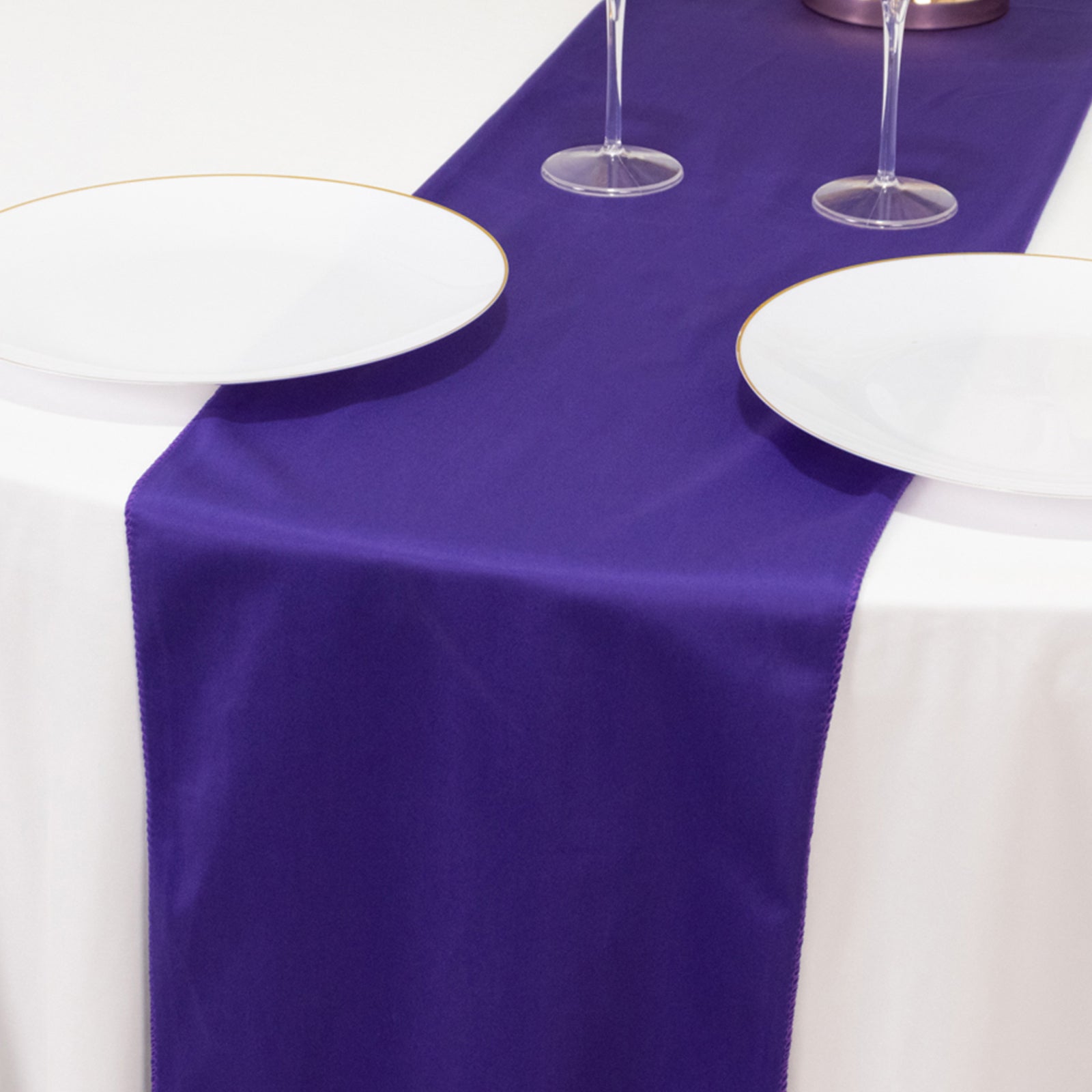 Scuba Polyester 12"x108" Table Runner Purple - Wrinkle-Free Table Linen