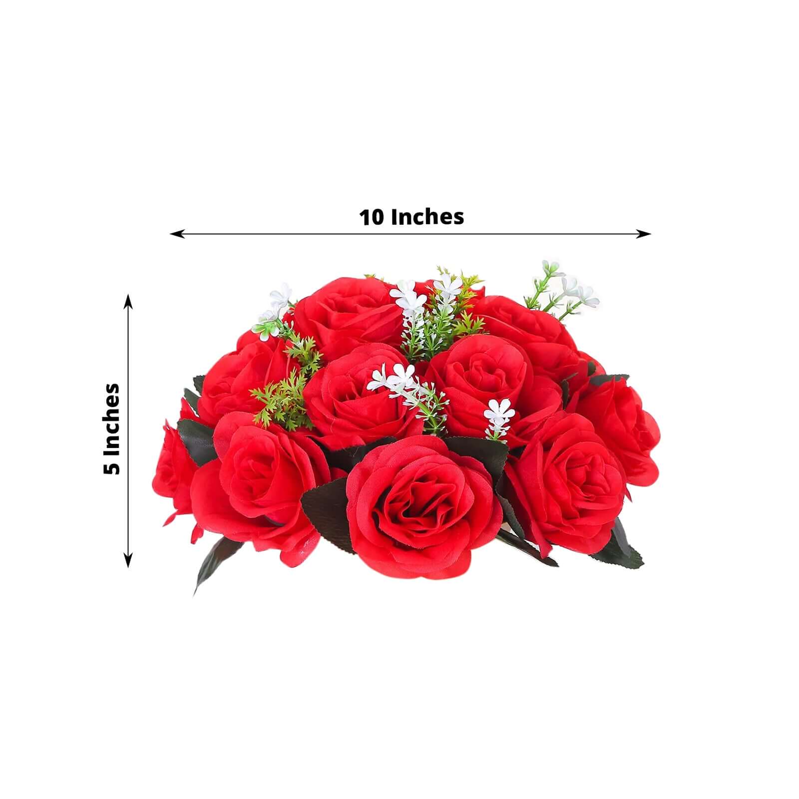 2 Pack Red Silk 15-Head Rose Flower Balls For Centerpieces - 10", Artificial Kissing Ball Floral Arrangements