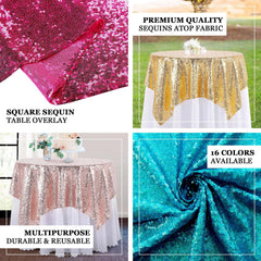 Sequin 72"x72" Table Overlay Square Tablecloth Red - Sparkly Table Cover