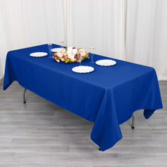 Cotton Blend 60"x102" Rectangle Tablecloth Royal Blue - Wrinkle-Resistant Table Cover