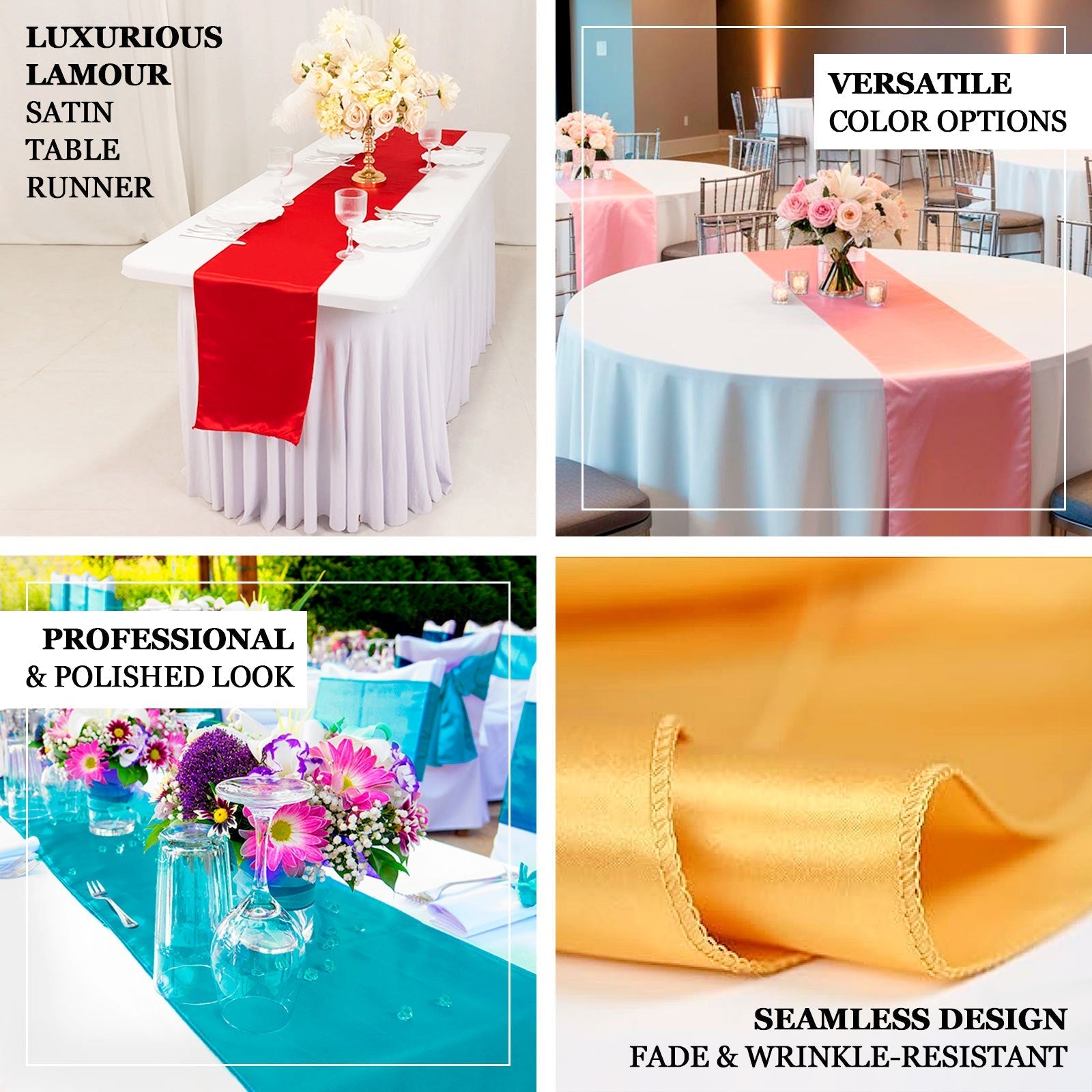 Lamour Satin 12"x108" Table Runner Fuchsia - Smooth & Lustrous Finish