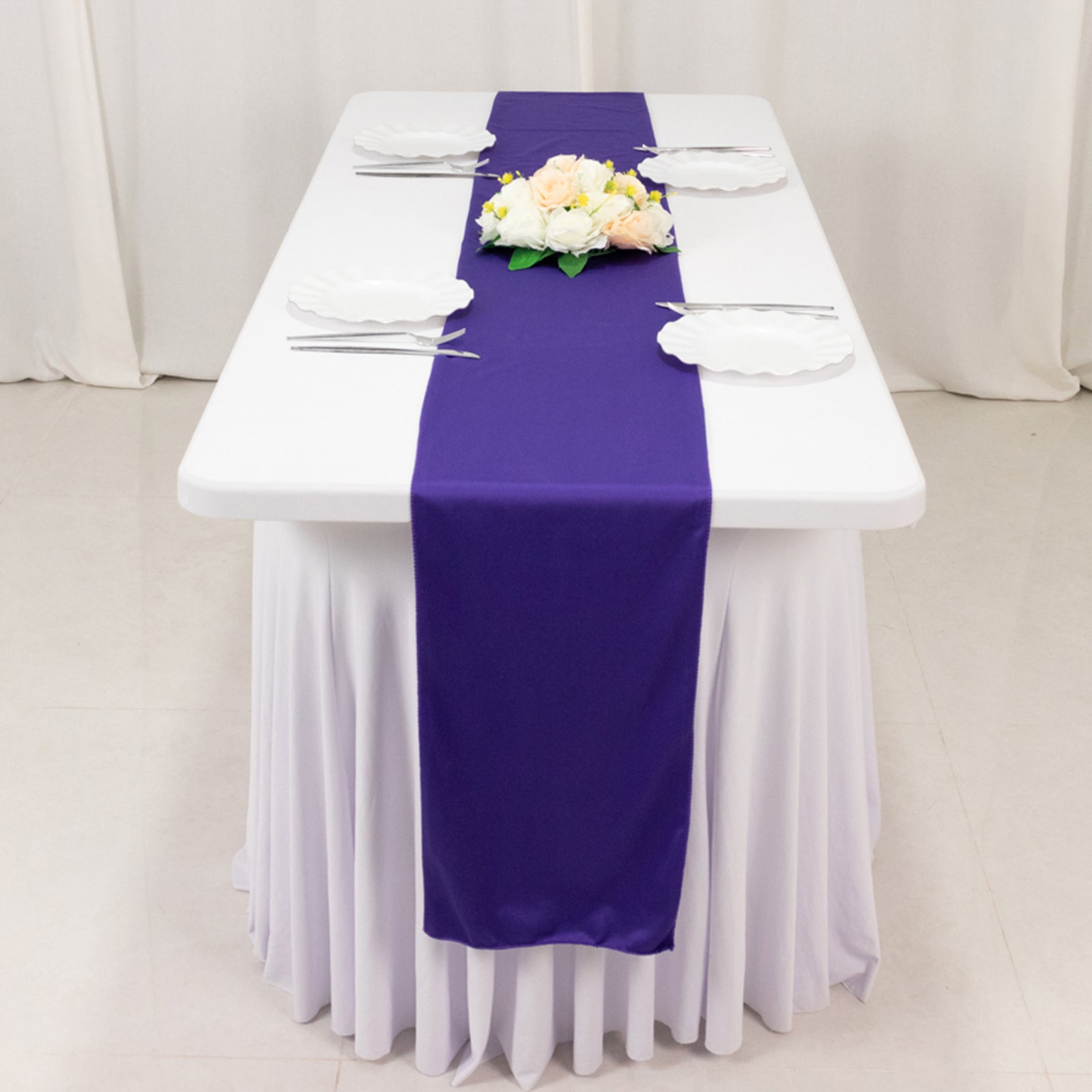 Scuba Polyester 12"x108" Table Runner Purple - Wrinkle-Free Table Linen
