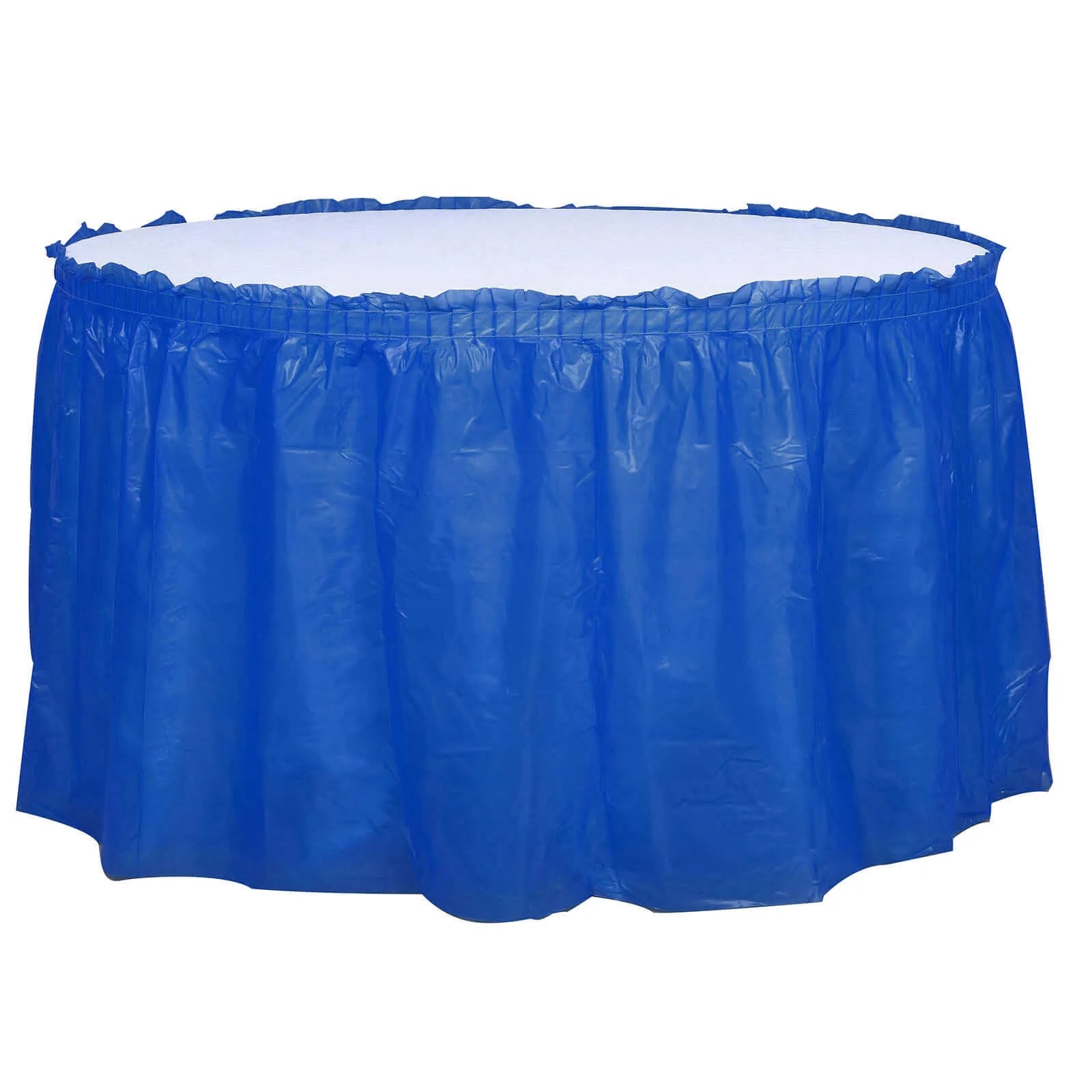 5 Pack Plastic Table Skirts Royal Blue Ruffled - Durable Disposable Skirts for Events 14ft